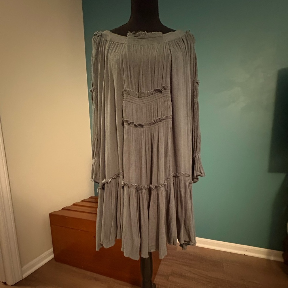 Free People Long Sleeve Green Dress